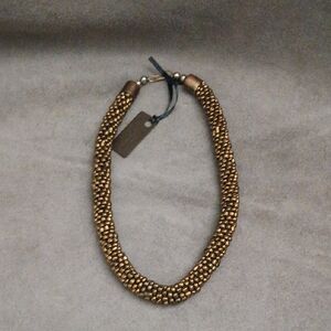 Handmade Gold Beaded 8" Necklace From Kenya NEW
